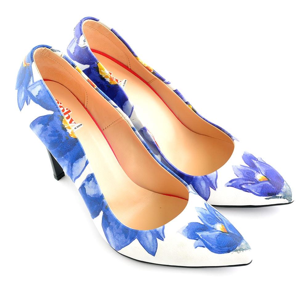 Blue Flowers Heel Shoes Stl4403