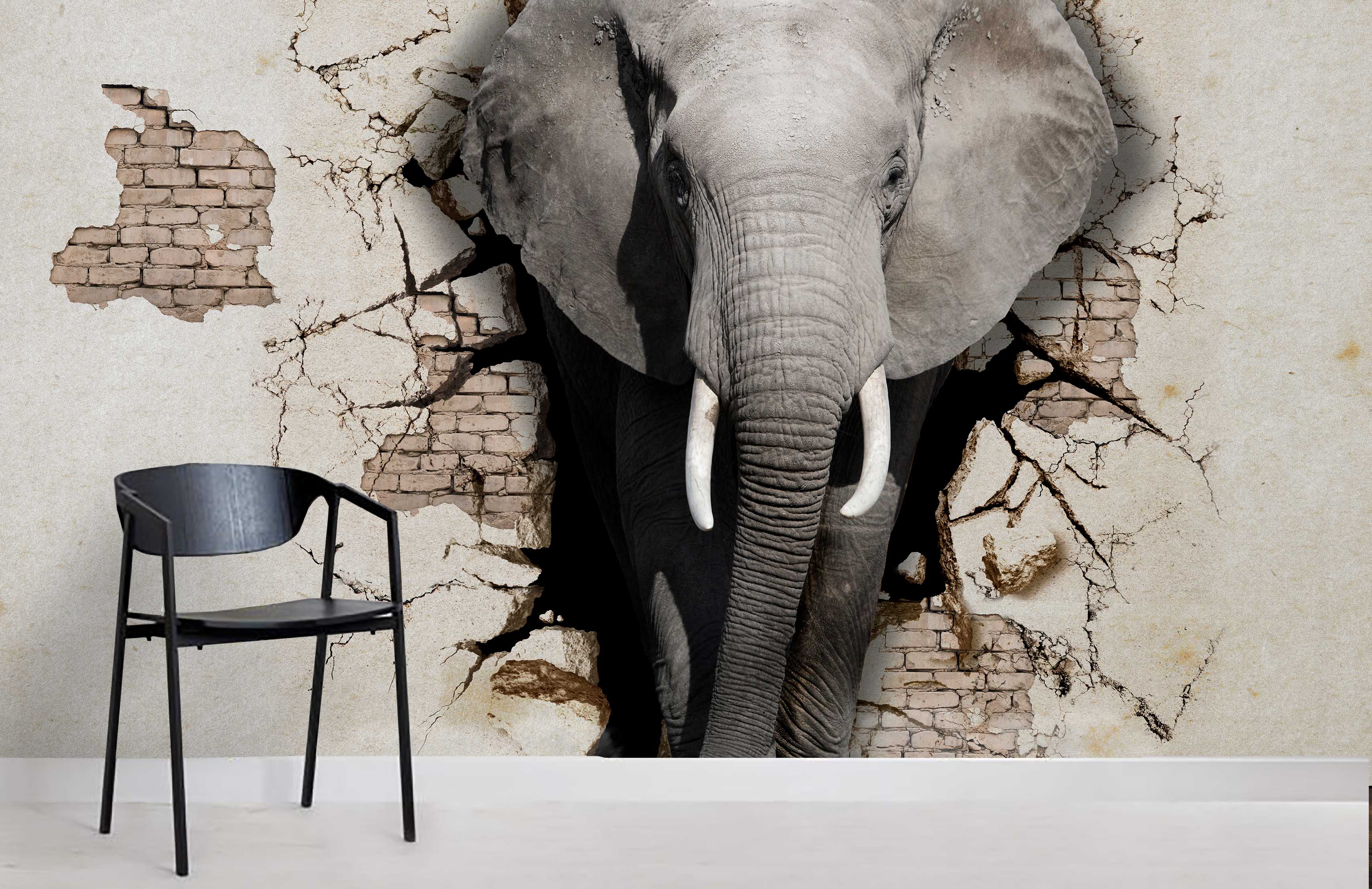 3D Broken Wall Animal Elephant Wall Mural Wallpaper Lqh 102