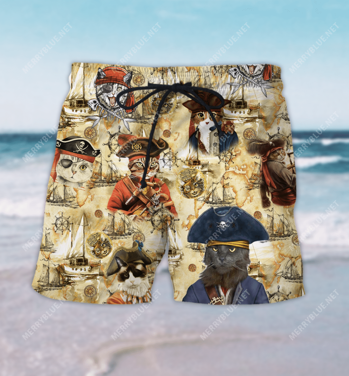 Amazing Pirate Cat Unisex Hawaiian Aloha Shirts Shorts