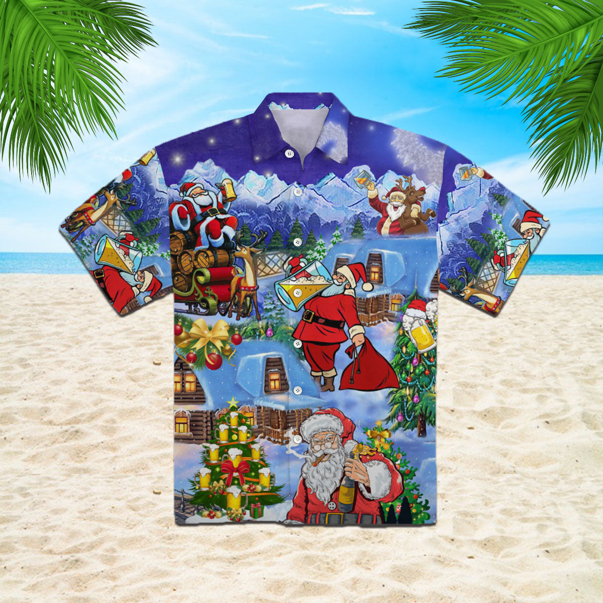 Santa Claus Drinking Beer Hawaiian Shirt – For Men And Women