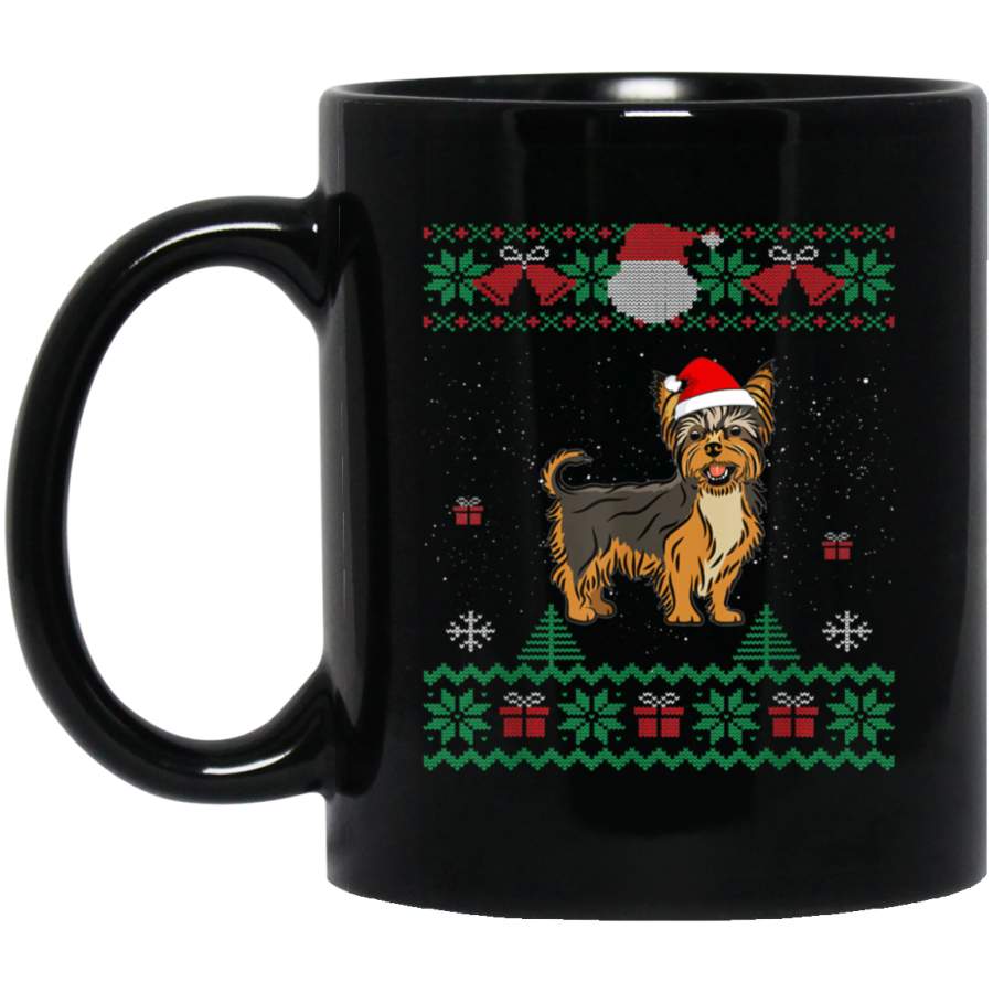 Yorkshire Terrier Dog Lover Ugly Christmas Sweater Xmas Gift  11 oz 15 oz Mug Black