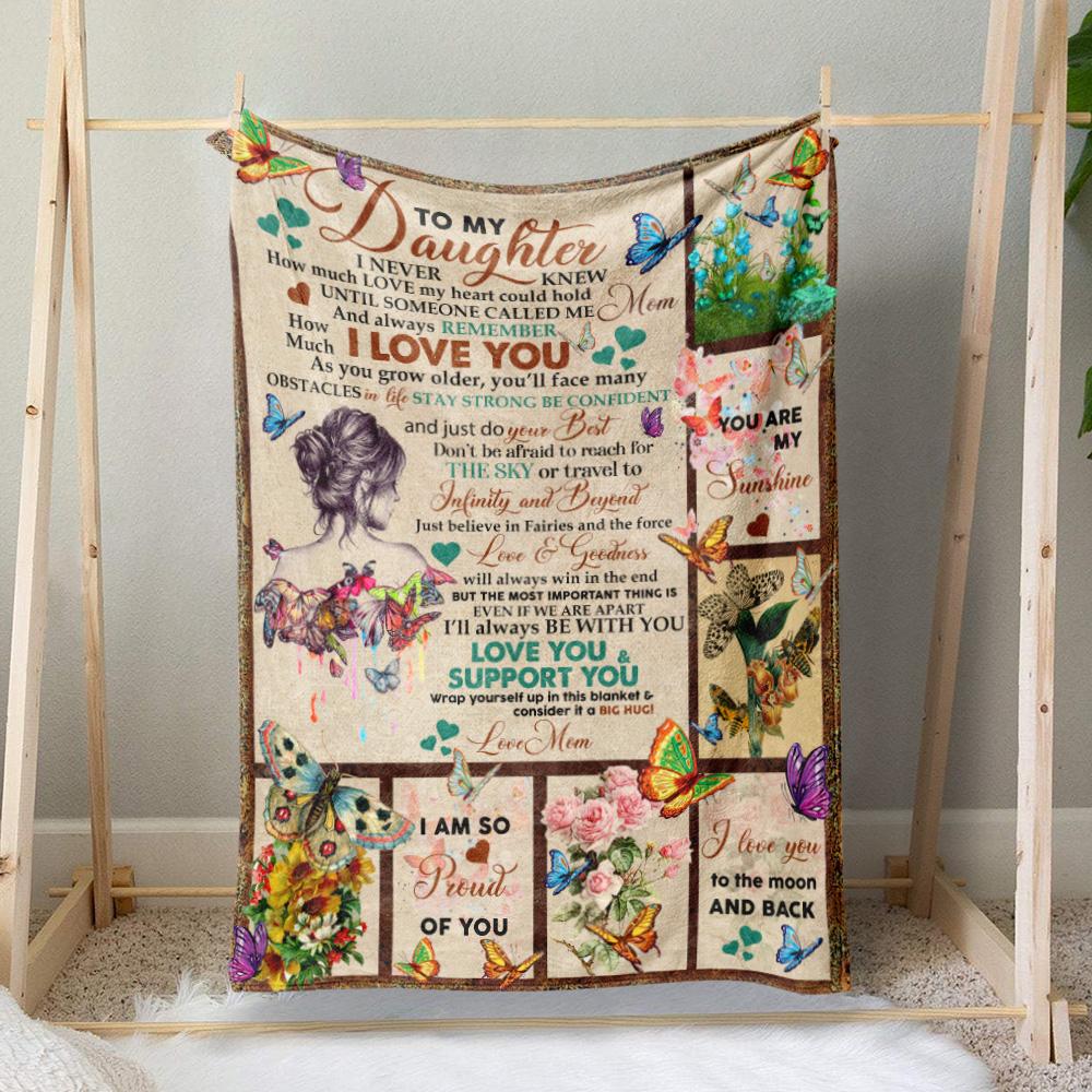 To My Daughter How Much I Love You Floral Butterflies Blanket Gift For Daughter From Mom Birthday Gift Home Decor Bedding Couch Sofa Soft And Comfy Cozy