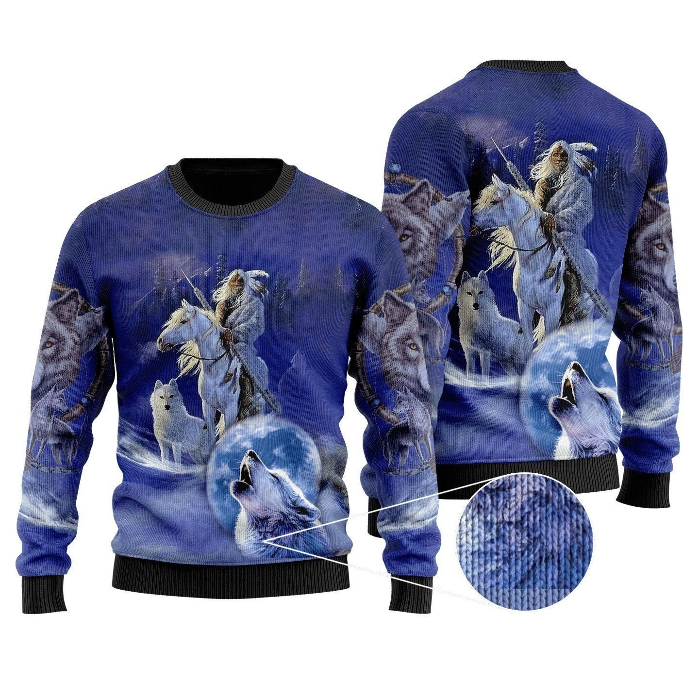 Wolf Native Ugly Christmas Sweater, For Men & Women