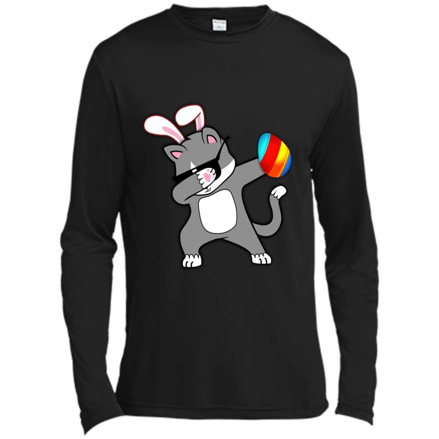 Easter Bunny Dabbing Cat Tshirt Easter Egg Tee Long Sleeve Moisture Absorbing Shirt