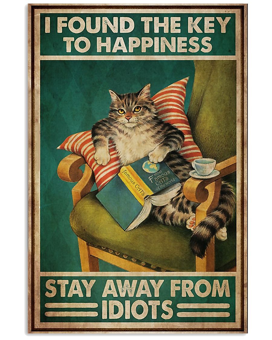 Black Cat The Key To Happiness Edge-To-Edge Printed Poster | 200 Gsm ...