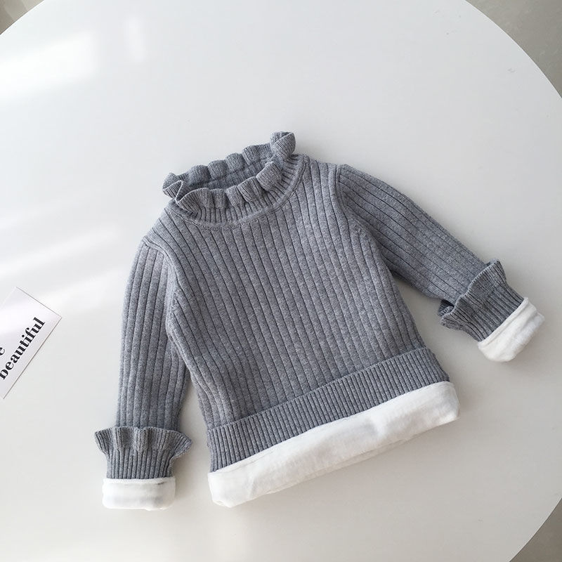 2022 Winter Baby Sweater Solid Color Warm Pullover Girls Comfortable Thick Knitted Sweater Baby Bottoming Shirt Cotton Inner Top alx