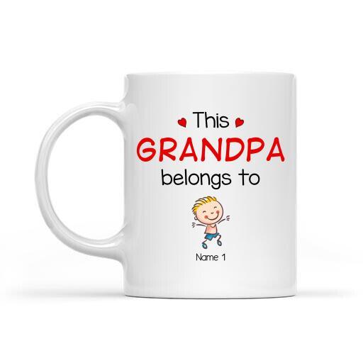 Personalized Dad Grandpa Mug This Grandpa Belongs To Cute Family Mug Gift For Dad Custom Kid’s Mug, Fathers Day Coffee Mugs