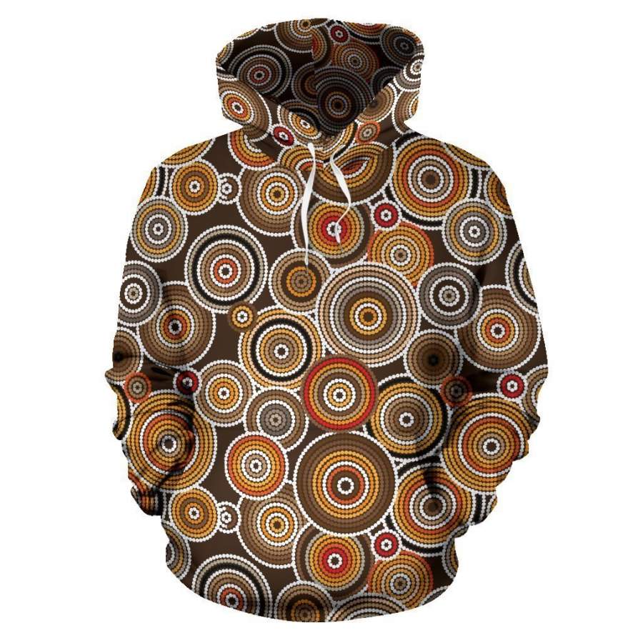 Aboriginal Pattern Brown All Over Hoodie NNK1441