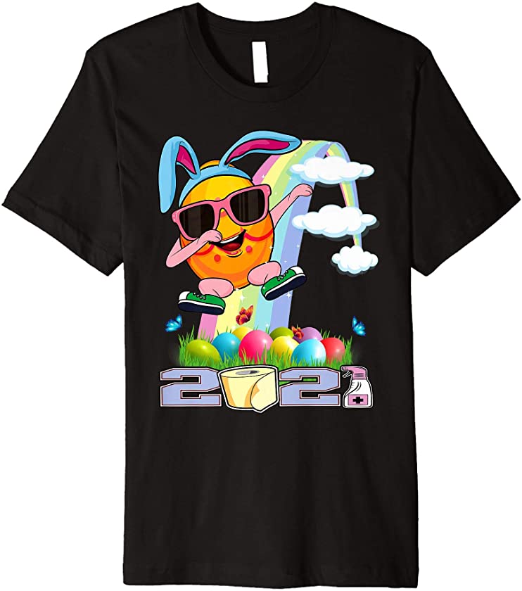 Boys Dabbing Easter Egg Bunny Rainbow Pastel Girls Kid Premium T-Shirt