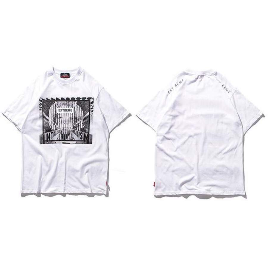 Men Short Sleeve Summer Hip Hop Creative Geometric Printed T shirt Casual Tops Tees Street wear New