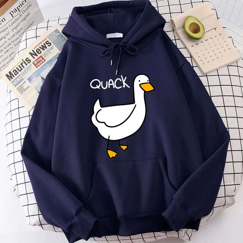 Cute Duck Graphic Hoodie Cartoon Duck Print Hoodies Spring Sweatshirt Couple Clothes Aesthetic Pullovers Wram Streetwear Women alx