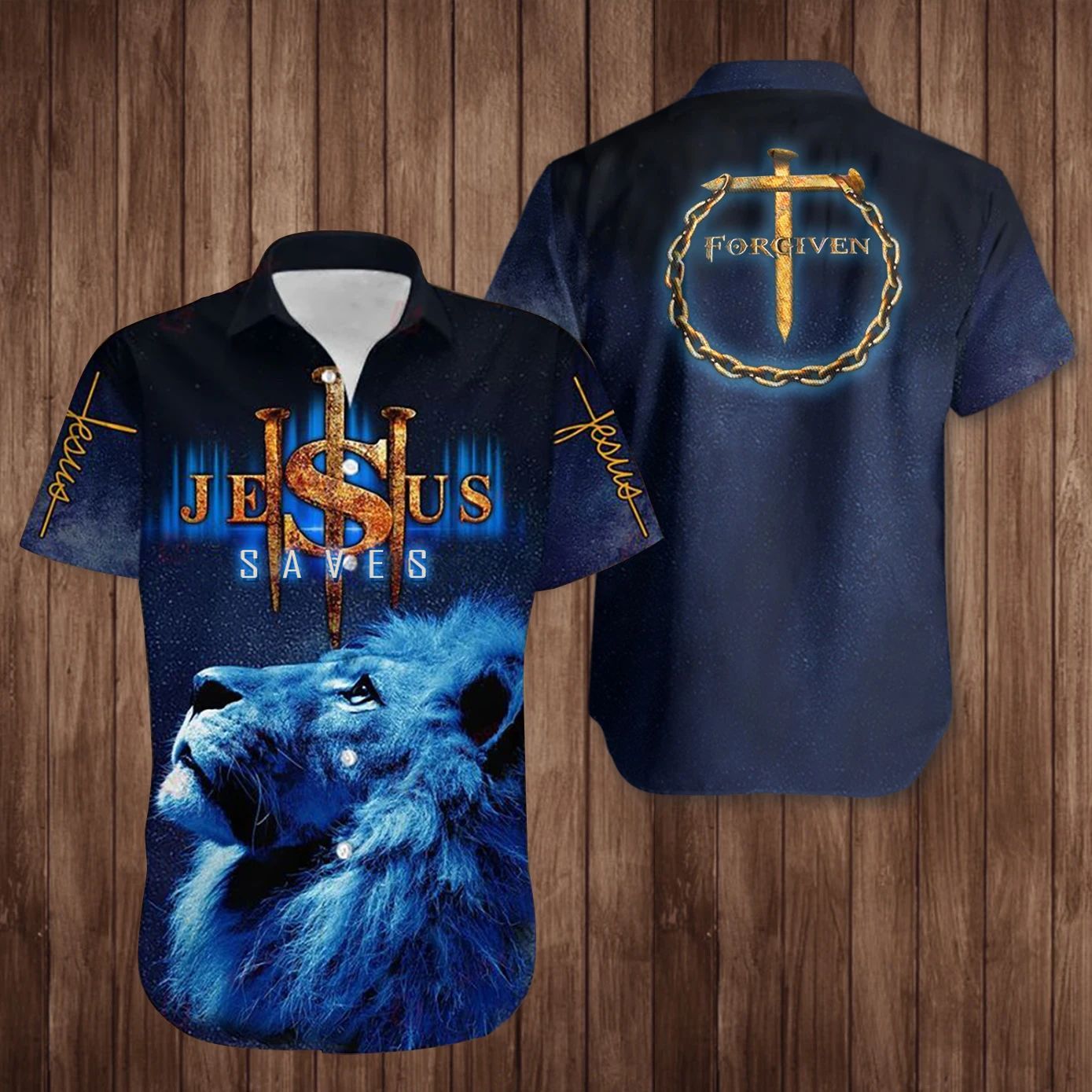 Lion Jesus Saves Hawaii Shirt Forgiven Cross Christian Faith Clothing Unique Ha17399