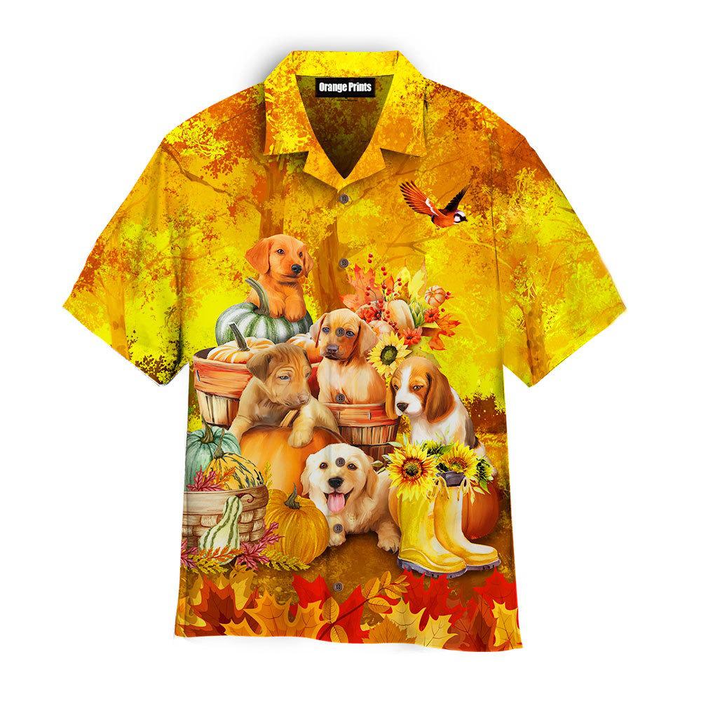 Dogs Autumn Dreamy Hello Fall Aloha Hawaiian Shirts For Men & For Women | Wt4122