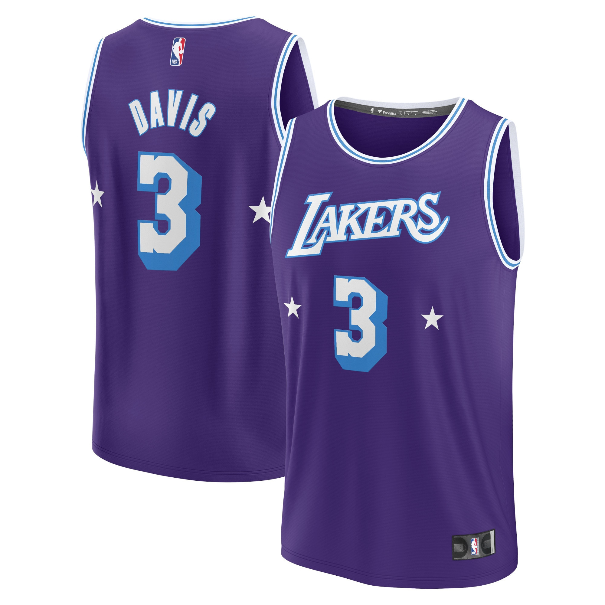 Anthony Davis Los Angeles Lakers Fanatics Branded 2021/22 Fast Break Replica Jersey – City Edition – Purple NBA