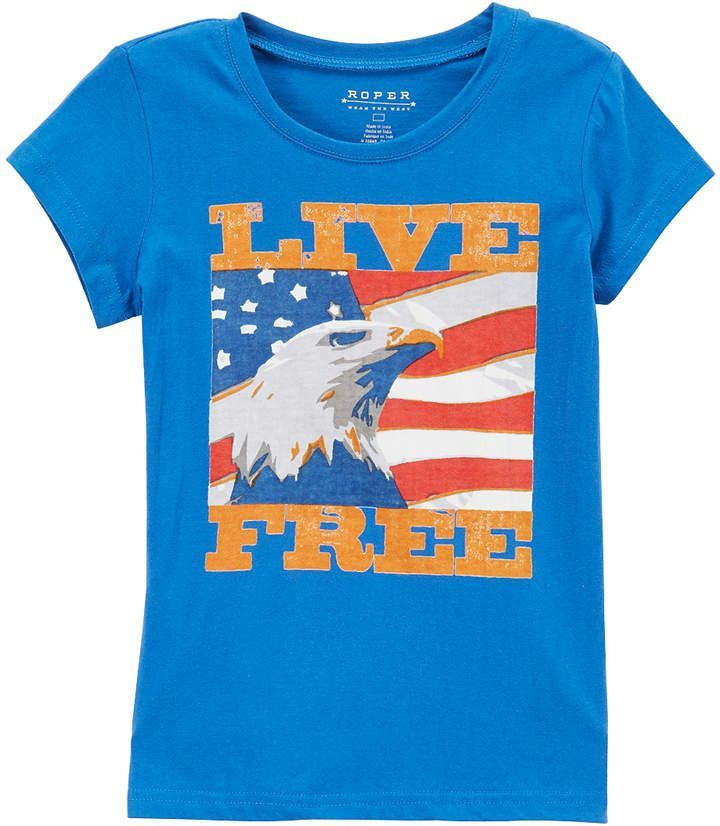 Roper Blue Live Free Eagle Flag Tee Girls Shirt