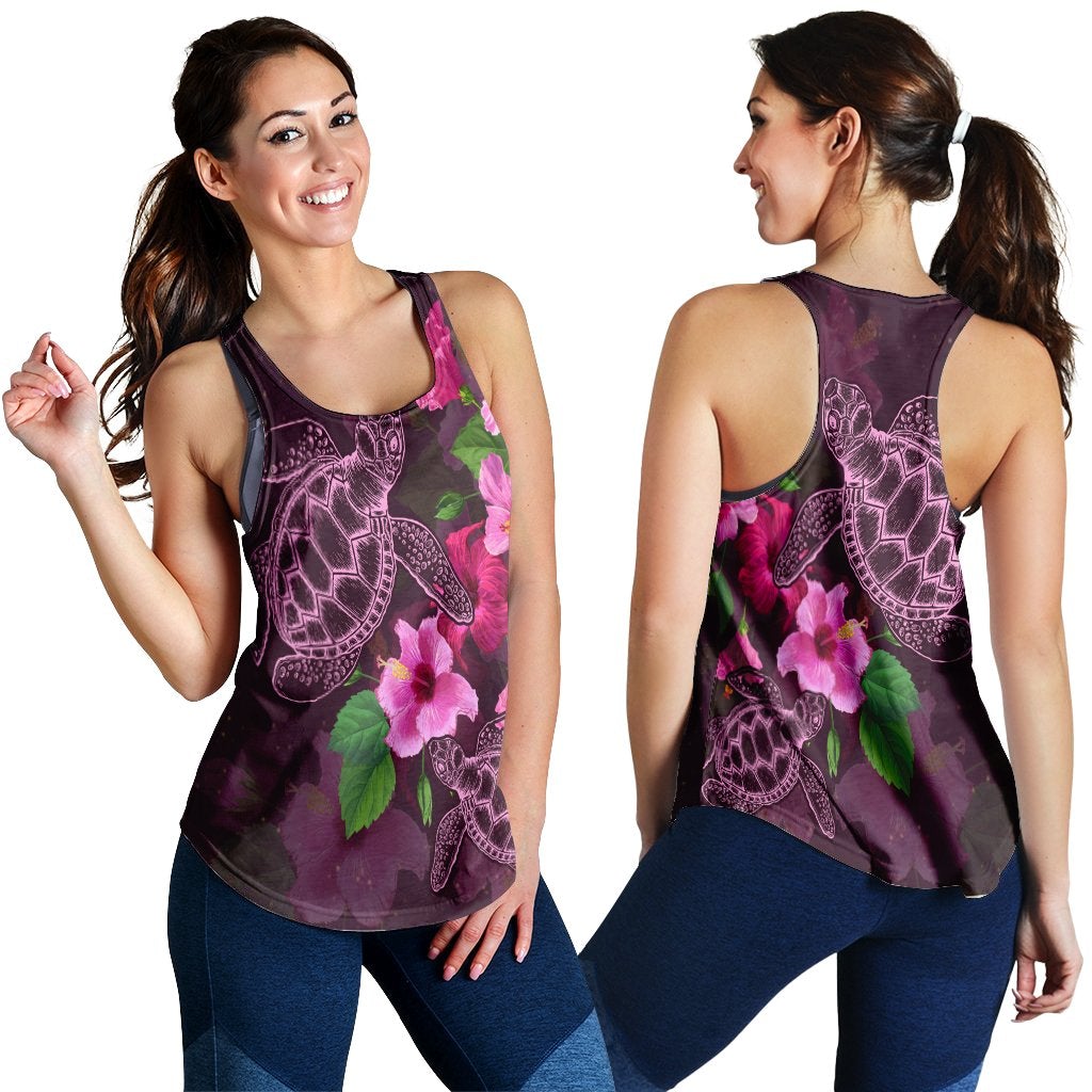 Hawaiian Turtle Hibiscus Pink Simple Racerback Tank Ha31839