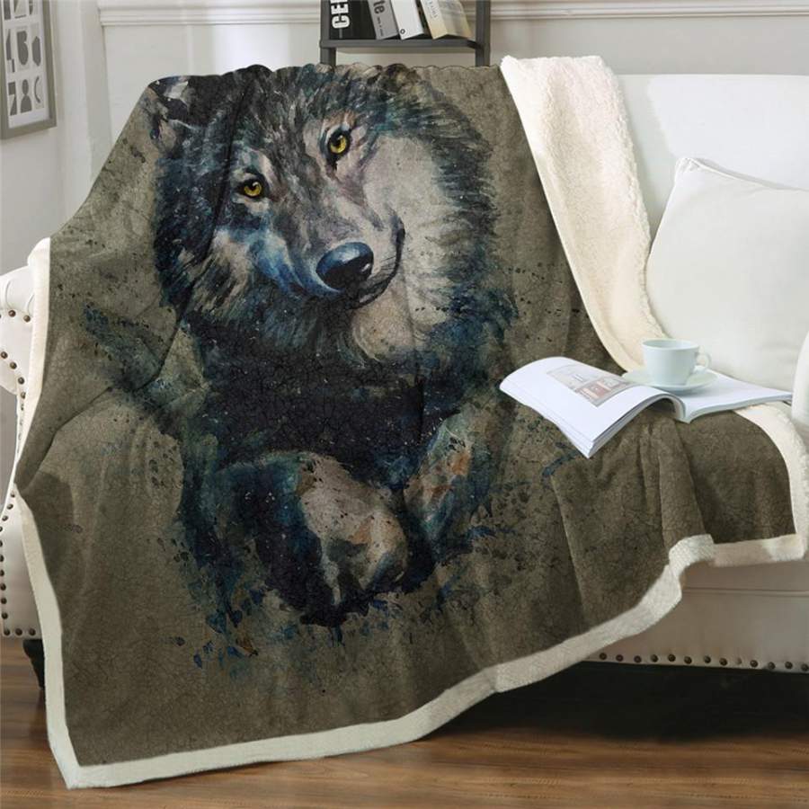 Your Guardian Wolf  Sherpa Blanket