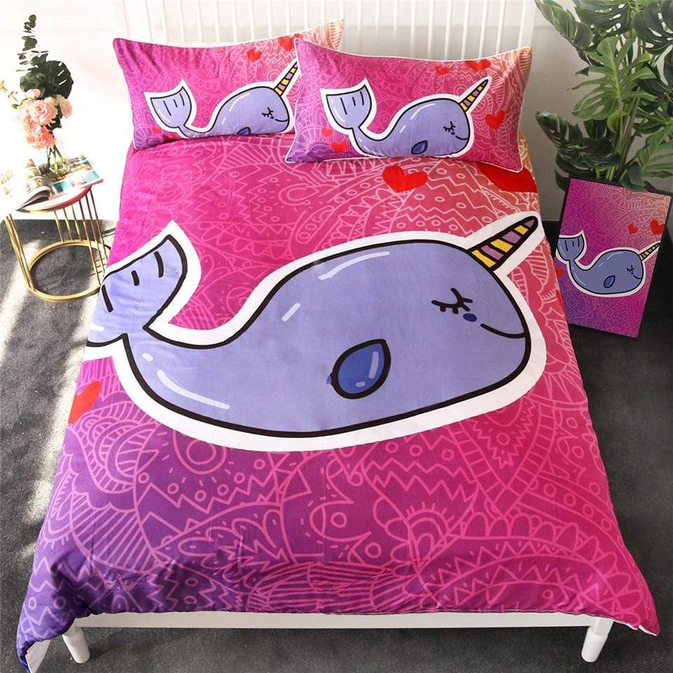 Purple Whale 3 Pieces Quilted Comforter Set