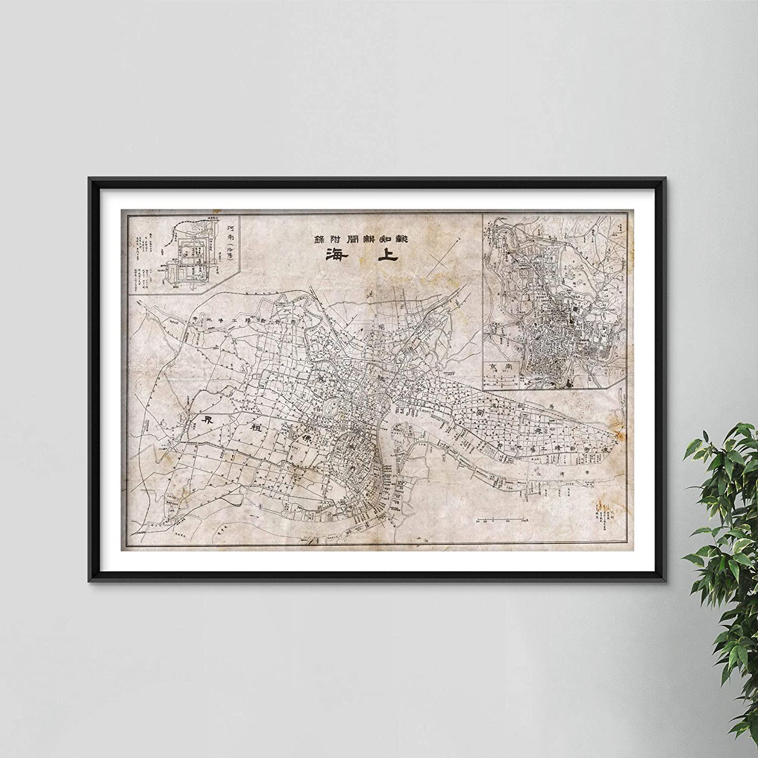 Wall Art Map Of Africa Historic Map Of Shanghai  Photo Poster Print Gift Wall Home Decor Art Street Home