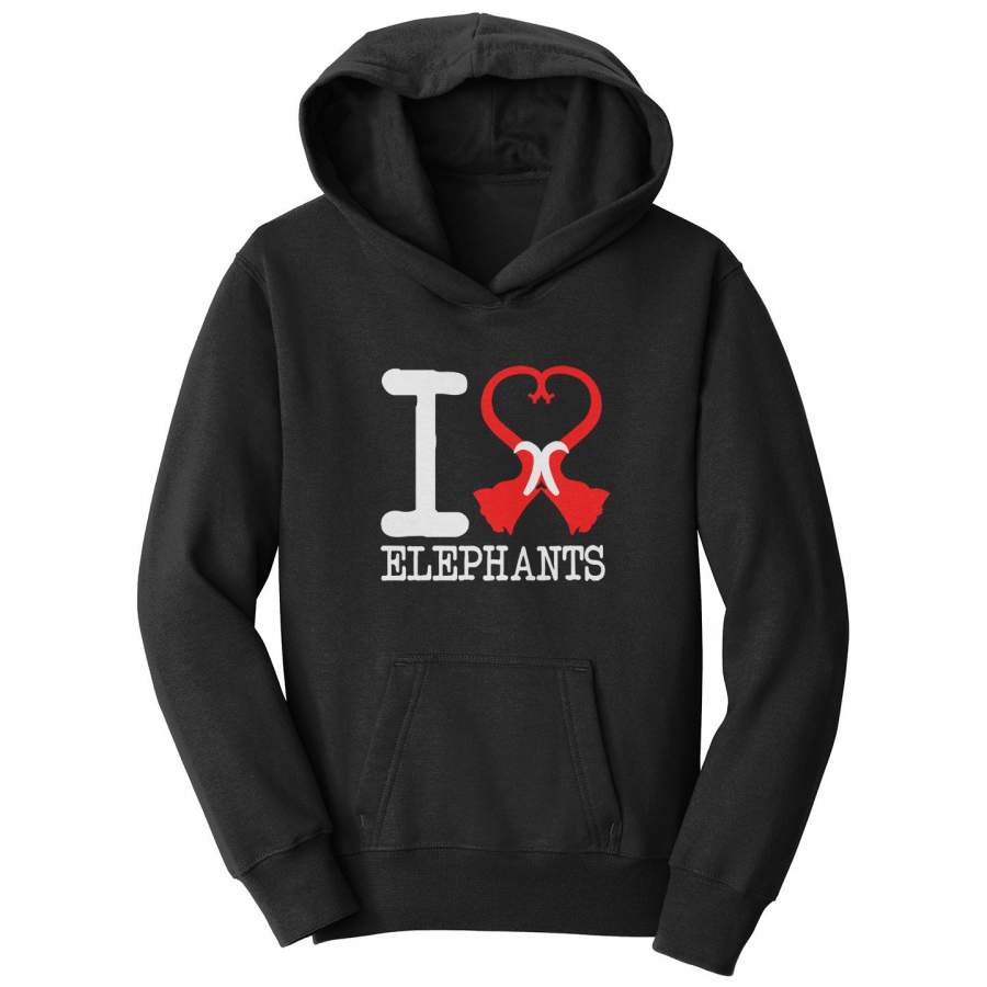 I Heart Elephants – Kids’ Unisex Hoodie Sweatshirt