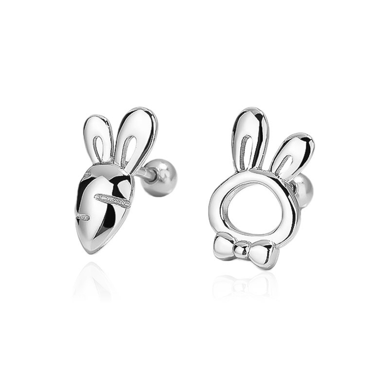 TrustDavis Real 925 Sterling Silver Sweet Rabbit Radish Screw Stud Earrings For Daughter Girls Birthday Gift Fine Jewelry DG0160 alx