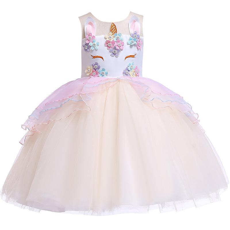 2019 spring and autumn girls princess dress lace tutu unicorn dress alx