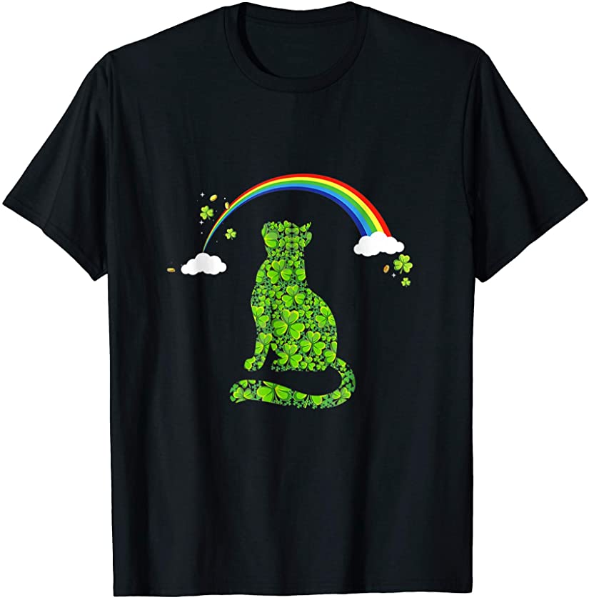 Shamrock Cat Four Clover Rainbow Patrick Green Kitten Green T-Shirt