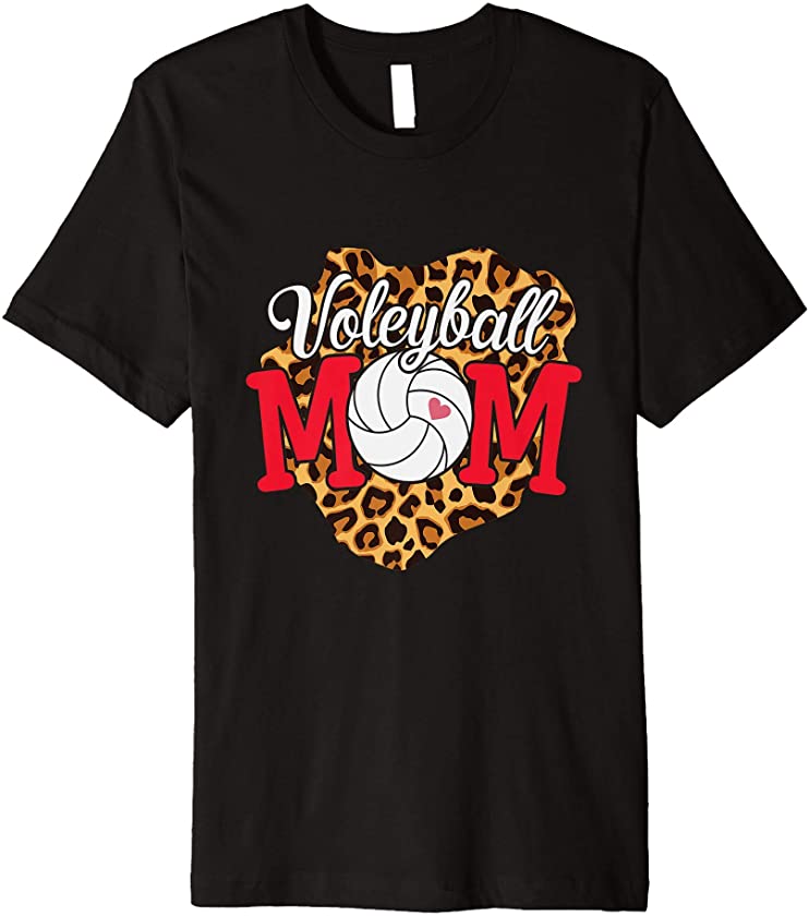 Volleyball Mom Leopard Lover Mother’s Day Present Premium T-Shirt