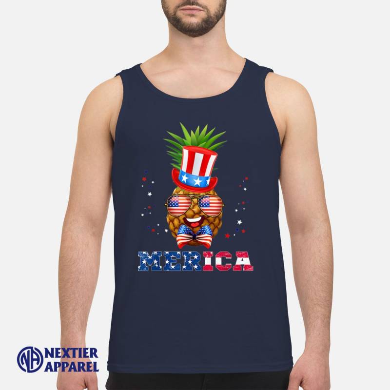 American Flag Merica Patriotic Pineapple 4th Of July Tank Top T-Shirt