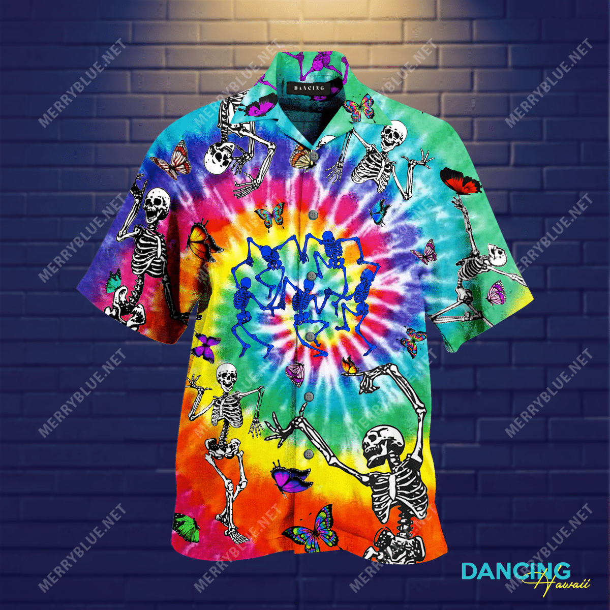 Shop Amazing Dancing Skeletons Unisex Hawaii Shirt Ha92308