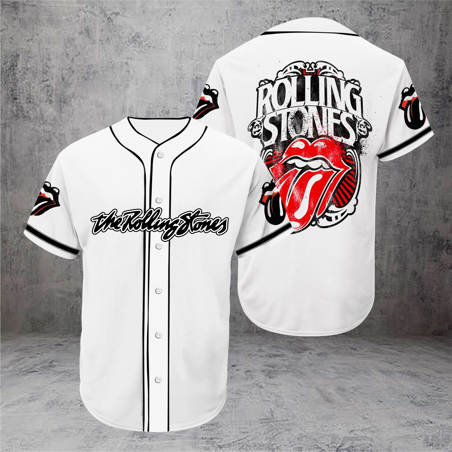 Band The Rolling Stones White Baseball Tee Jersey Shirt Unisex Men Women