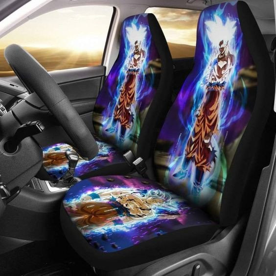 Songoku Super Saiyan Car Seat Covers Amazing Gift Accessories Car With Leather Pattern Print Will Get 2 Pcs