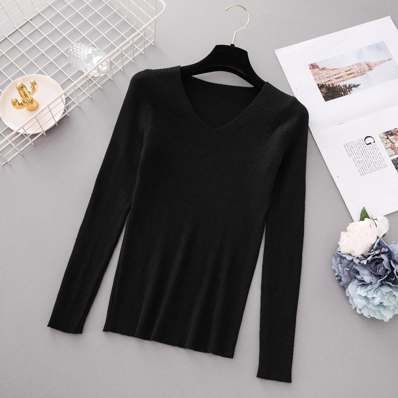 Autumn Pullover Women V Neck Sweater Knitted Jumper Womens Sweaters 2020 Winter Tops For Women Sweaters And Pullovers Trui Dames alx