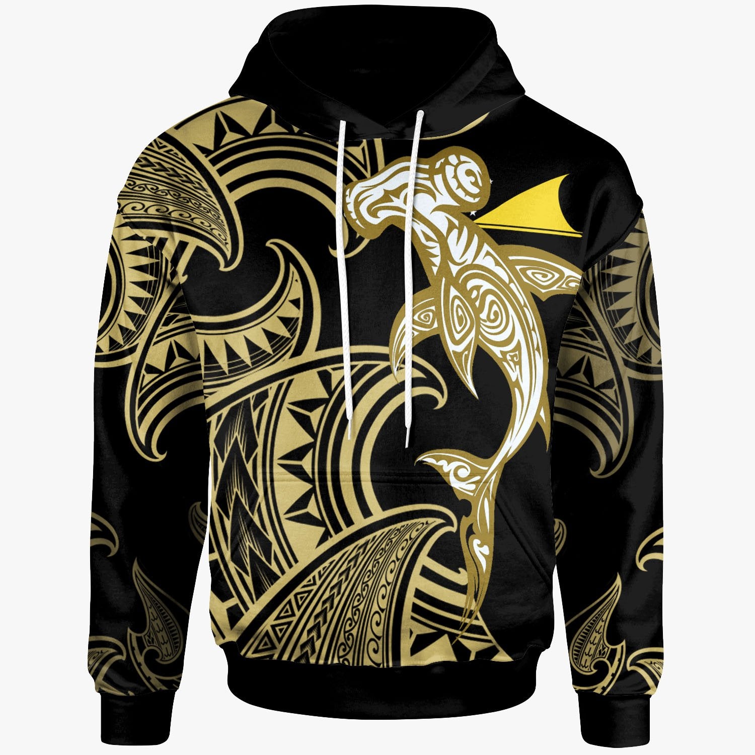 Tokelau  Hoodie – Hammerhead Shark Tribal Pattern