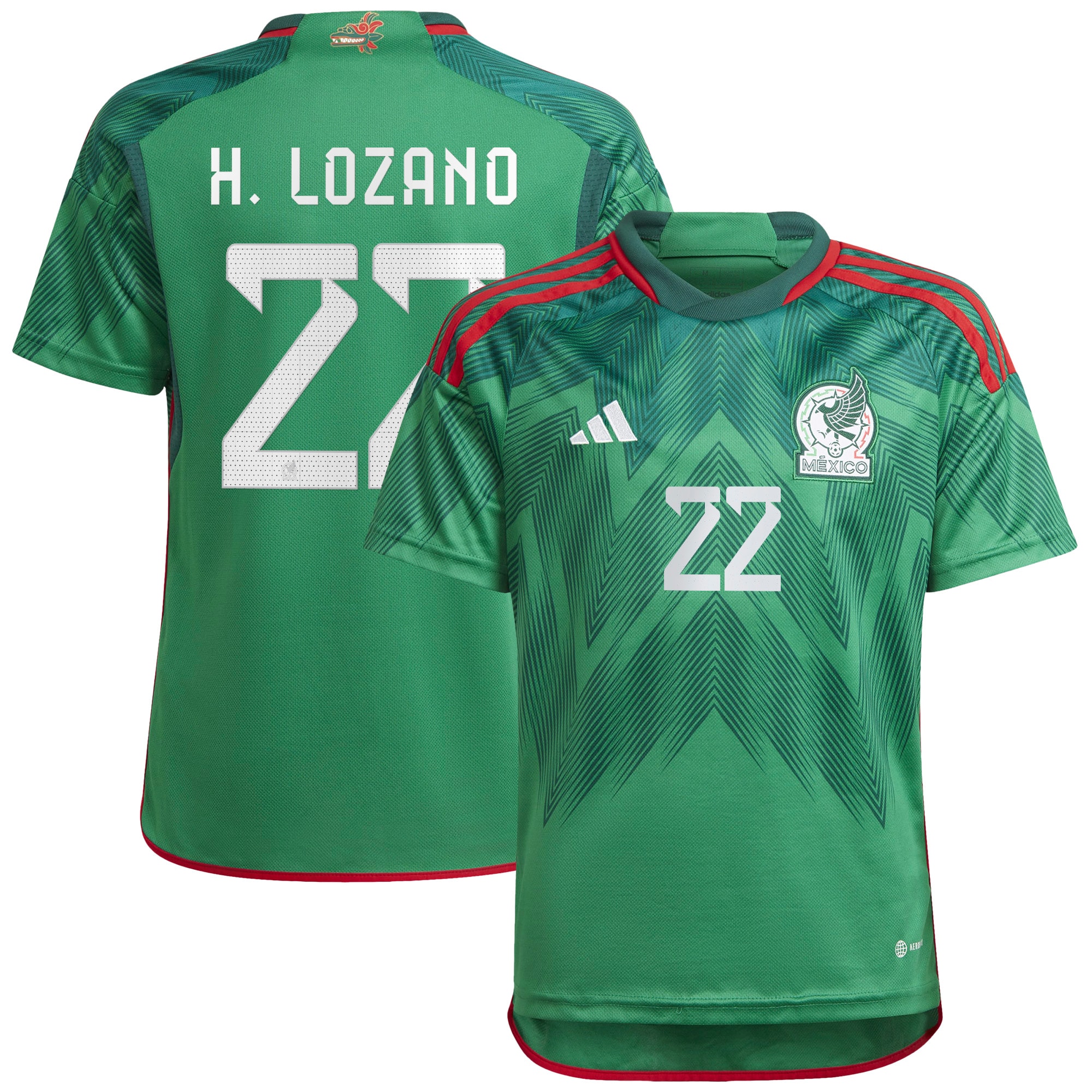 Hirving Lozano Mexico National Team Youth 2022/23 Home Replica Jersey – Green