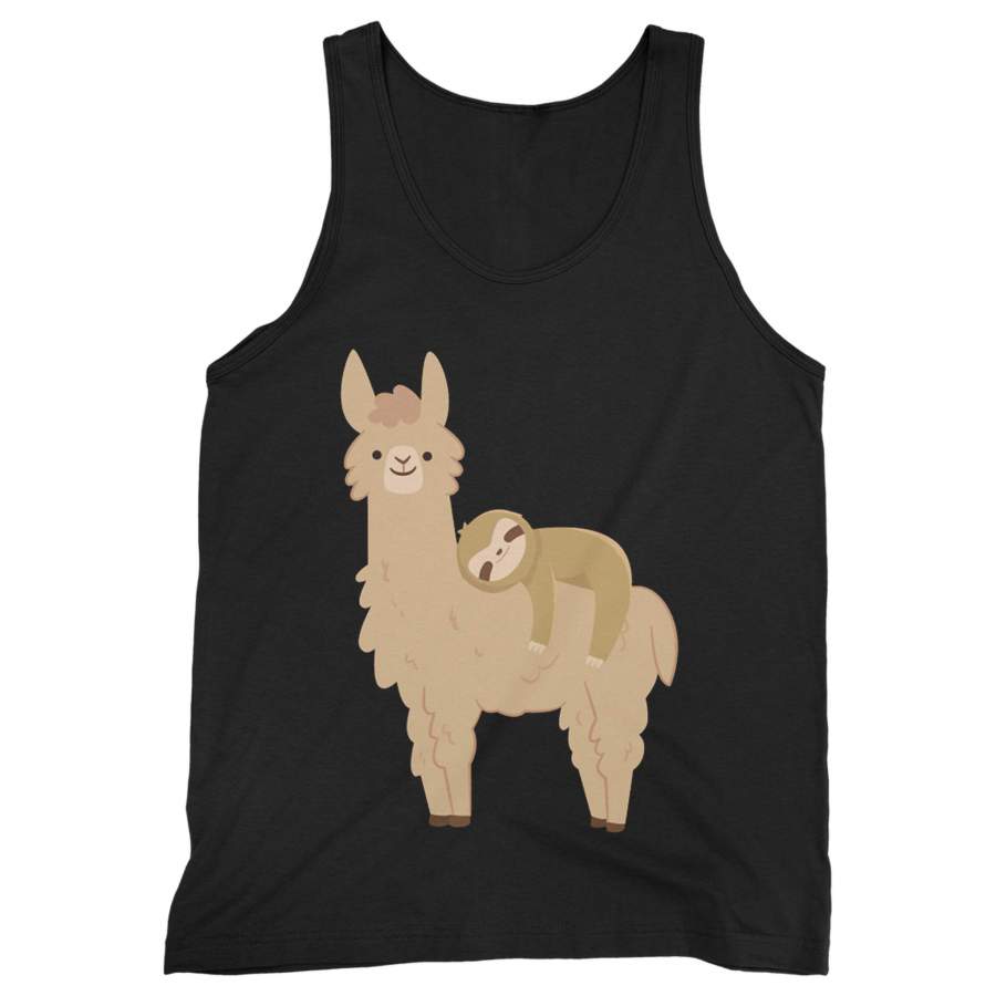 Sloth Relaxing On A Llama Man’s Tank Top