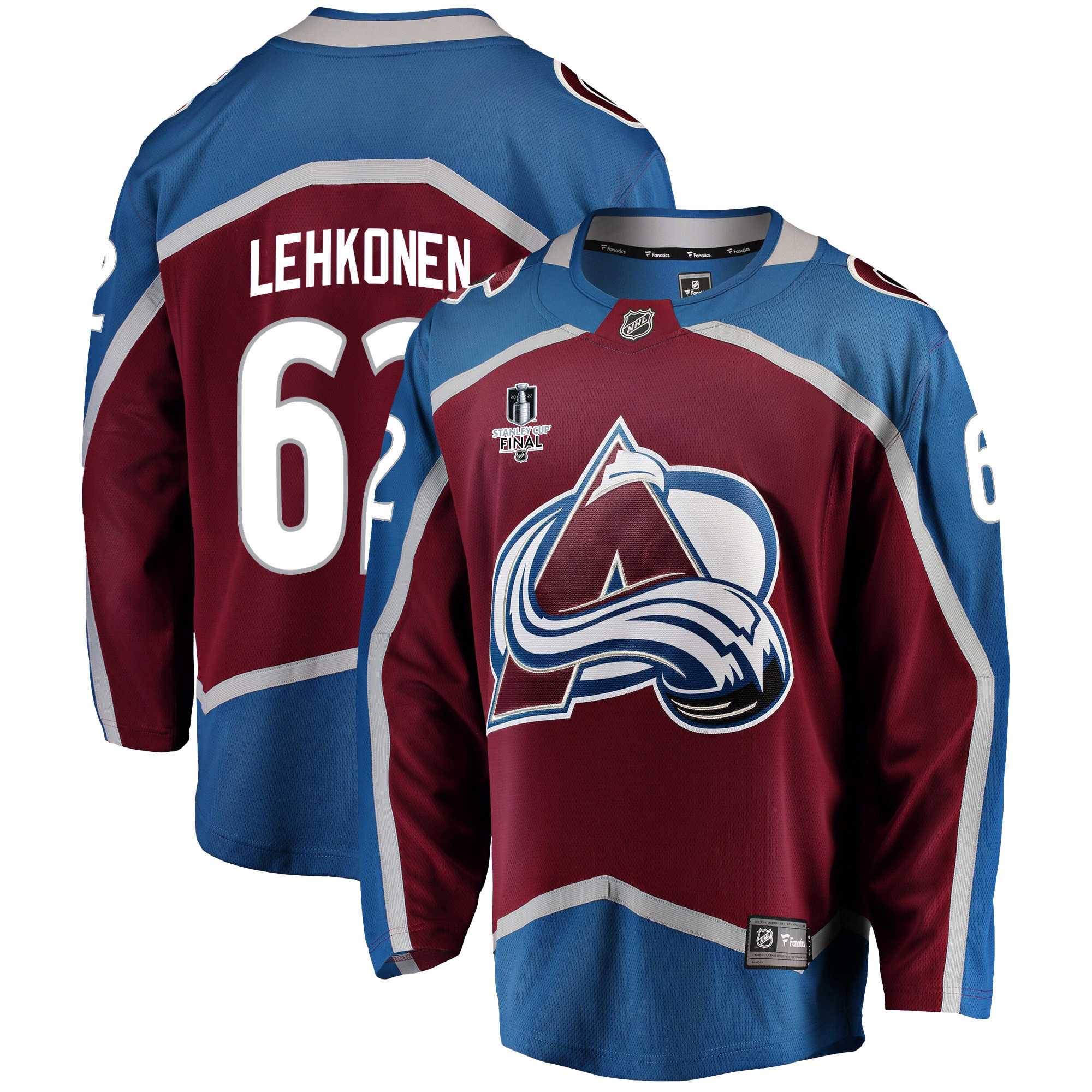 Colorado Avalanche Artturi Lehkonen 62 Home 2022 Stanley Cup Final Breakaway Men Jersey – Burgundy