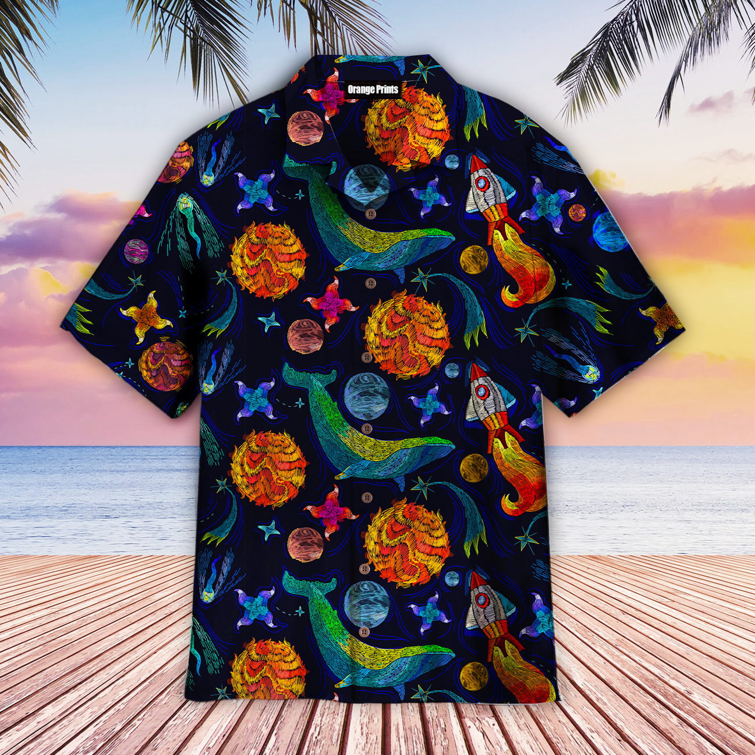 Blue Whale In The Universe Hawaiian Shirt | For Men & Women | Wt6194