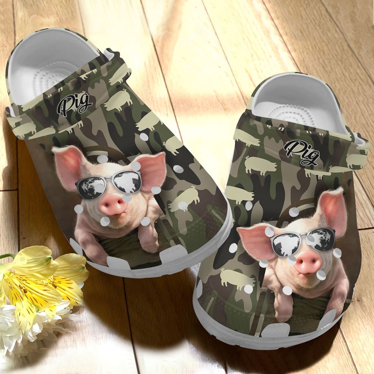 Farmer Personalized Clog, Custom Name, Text Camo Piglet, Fashion Style For Women, Men, Kid, Print 3D