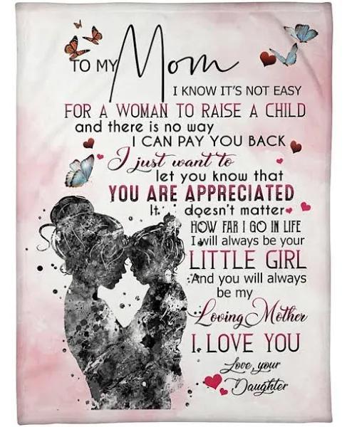 To My Mom You Will Always Be My Loving Mother Fleece Blanket Gift For Mom From Daughter Home Decor Bedding Couch Sofa Soft And Comfy Cozy