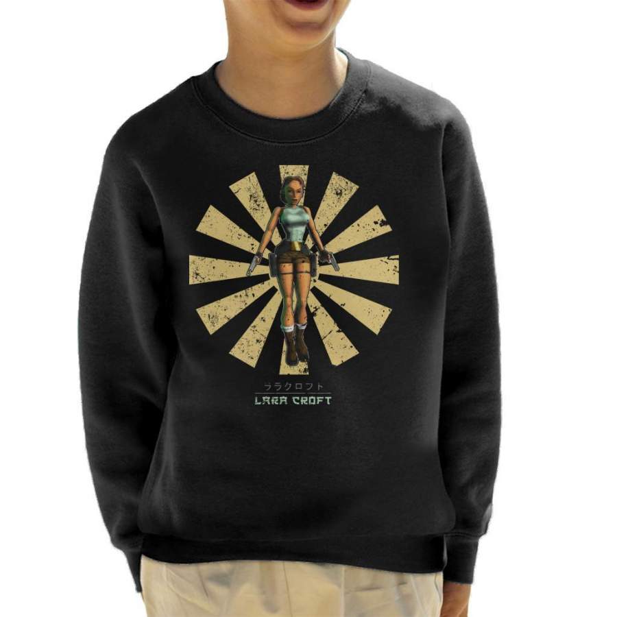 Lara Croft Retro Japanese Kid’s Sweatshirt