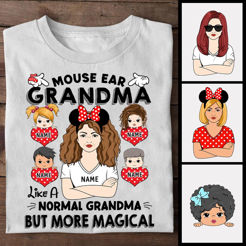 Mouse Ears Grandma Just Like A Normal Grandma But More Magical Shirt Funny Grandma Mouse Ears Shirt Custom Grandma Shirt With Grandkids Name