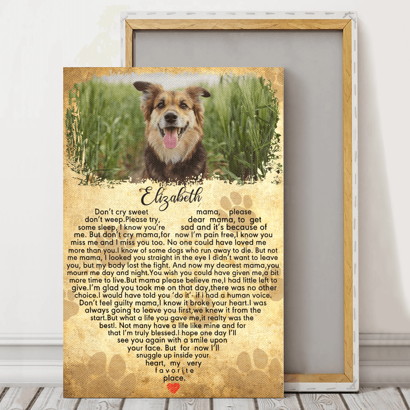 Animal Canvas- Don’T Cry Sweet Mama – Canvas Wall Art – Dog Canvas