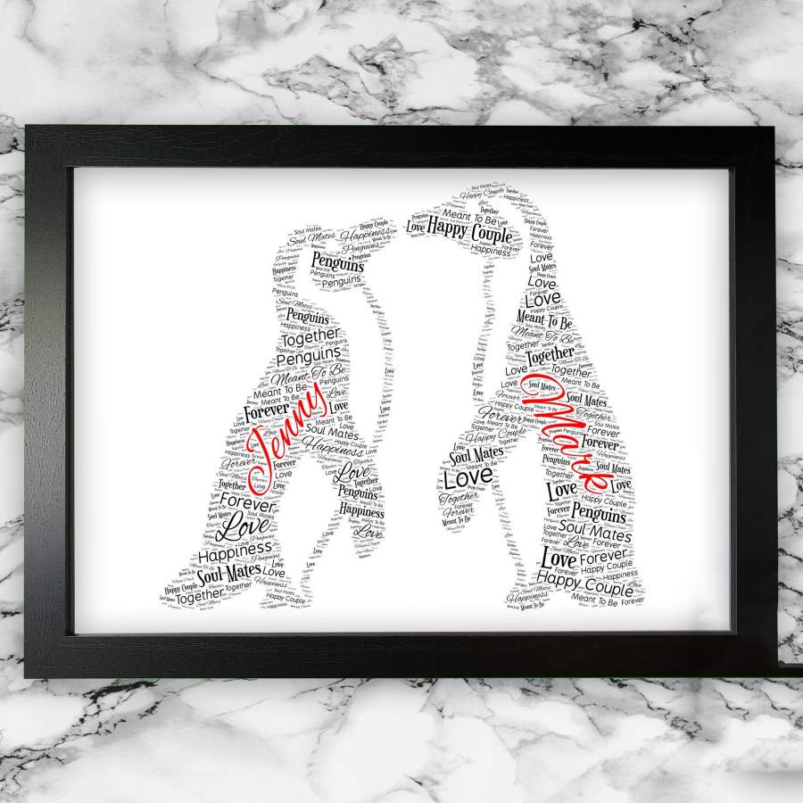 Personalized penguins couple poster canvas – GST