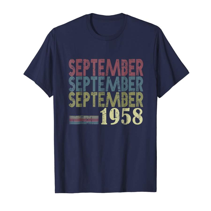 60th Birthday Vintage September 1958 T Shirt For Men Women