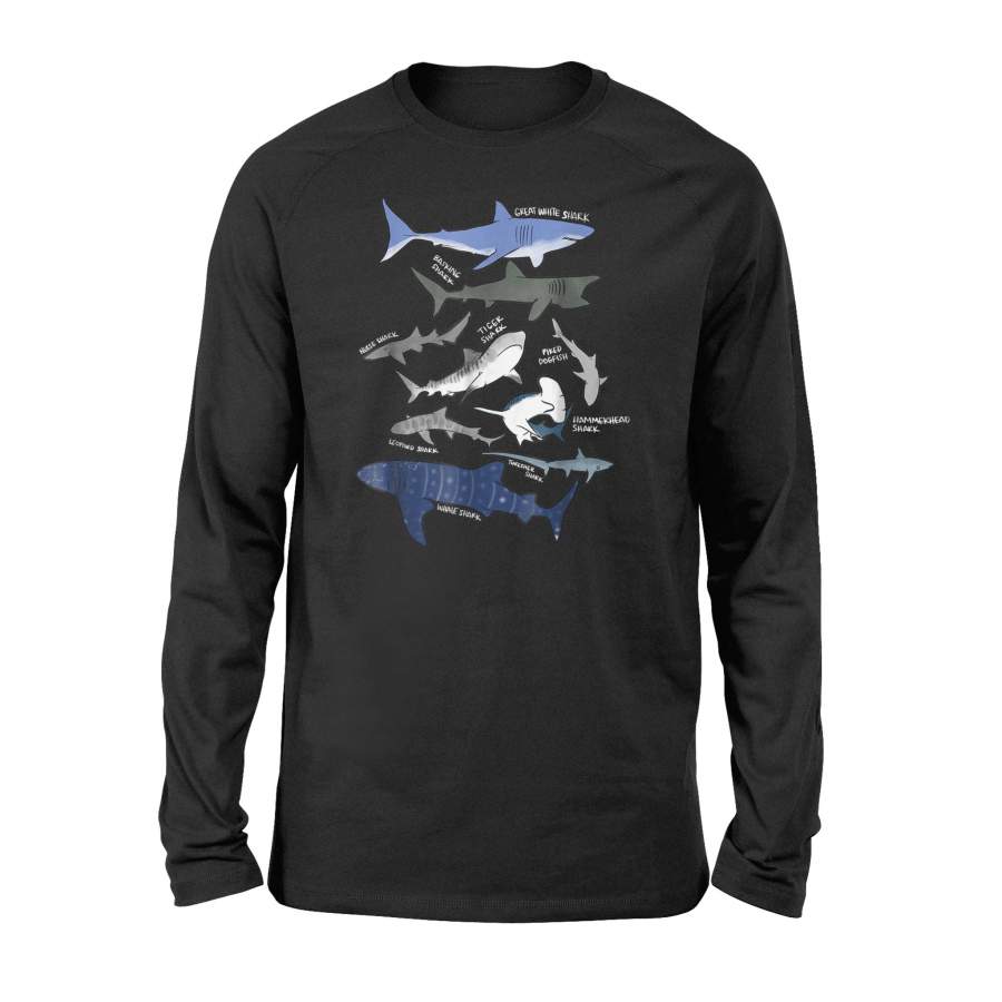 9 Types Of Sharks  – Cool Shark – Biologist Long Sleeve T-Shirt