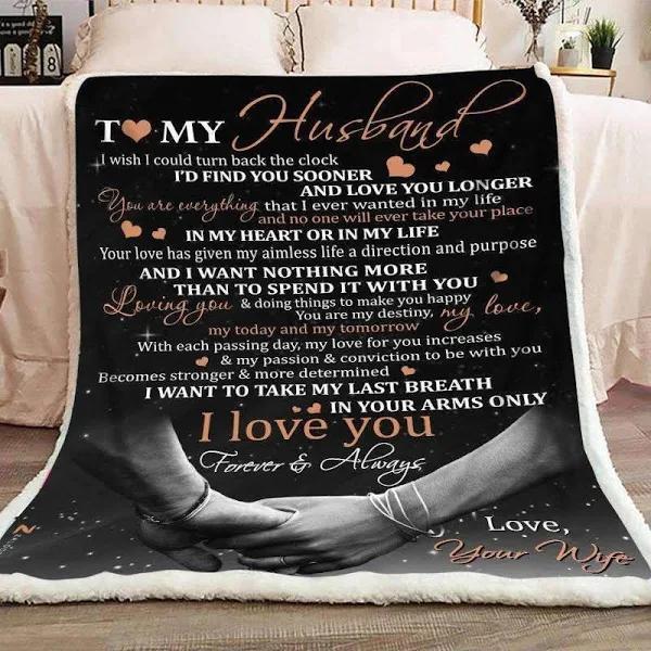 To My Husband I Wish I Could Turn Back The Clock Fleece Blanket Gift For Husband Birthday From Wife Home Decor Bedding Couch Sofa Soft And Comfy Cozy