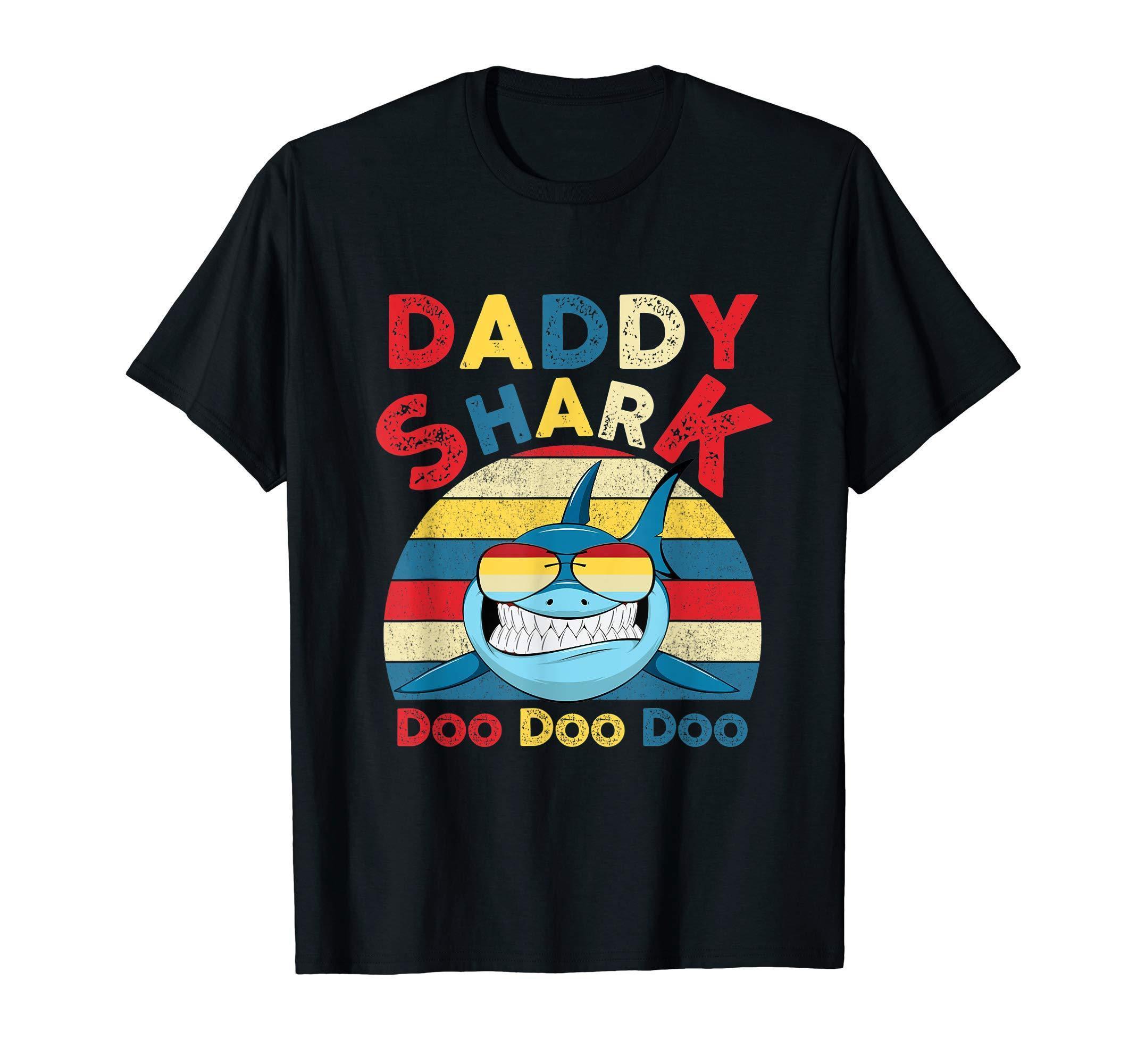 Daddy Shark Doo Doo Doo Colorful Glasses Funny T-Shirt