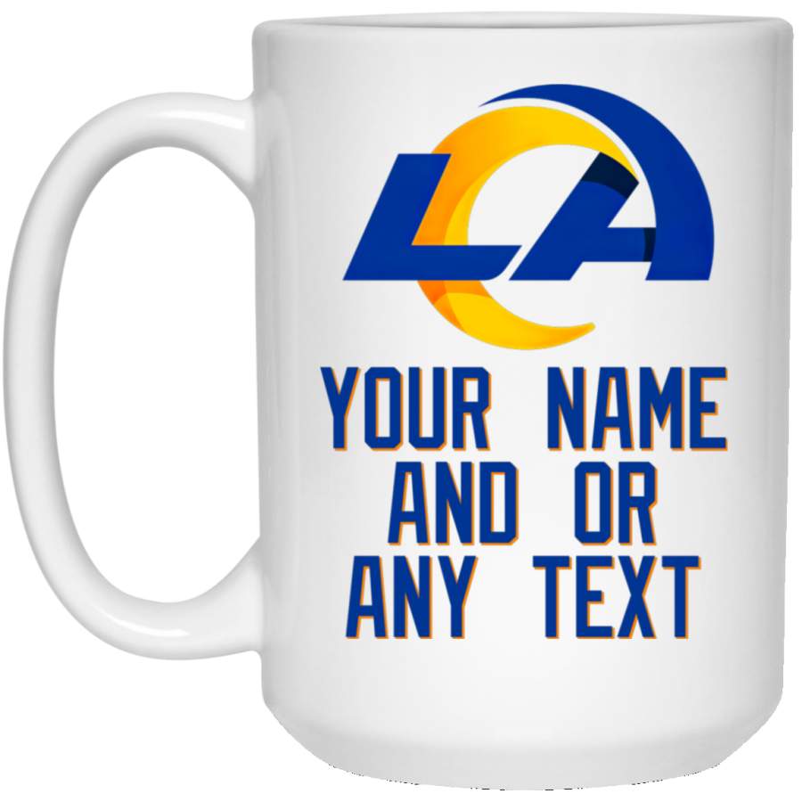 Custom Personalized Los Angeles Rams New Logo 15 oz. White Coffee Mug Cup