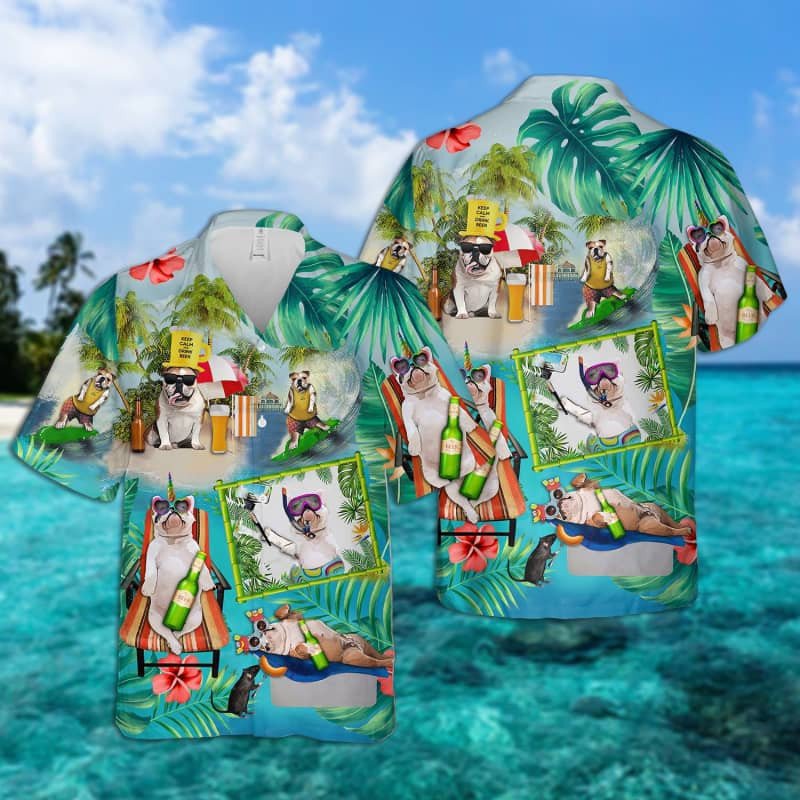 Felacia Bulldog Surfing Hawaii Shirt Ha78509